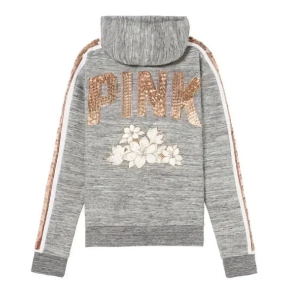 PINK VS HTF FLORAL BLING HOODIE / JOGGERS OUTFIT SET L - Picture 4 of 13